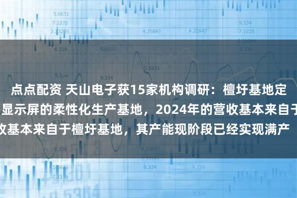 点点配资 天山电子获15家机构调研：檀圩基地定位为单色液晶显示模组/显示屏的柔性化生产基地，2024年的营收基本来自于檀圩基地，其产能现阶段已经实现满产（附调研问答）