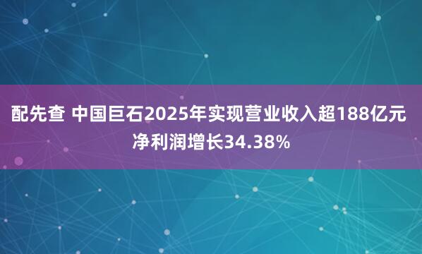 配先查 中国巨石2025年实现营业收入超188亿元 净利润增长34.38%